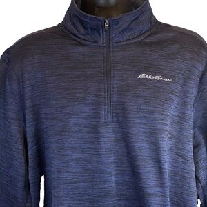 Eddie Bauer Mens 1/4 Zip Fleece Lined Pullover 2XL Blue NWT